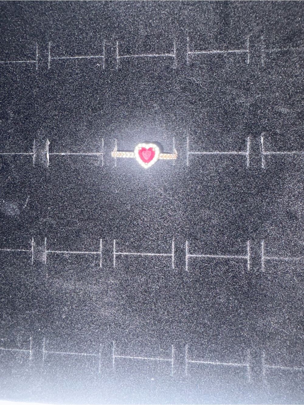 Pandora Silver Pavé Ring with Red Heart - Picture 1 of 7